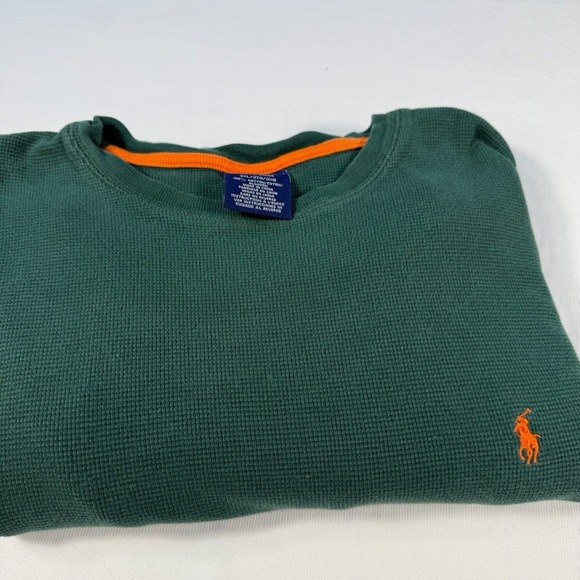 Polo Ralph Lauren thermal warm Mens 2XL Green Waffle Knit Long Sleeve Top - Picture 5 of 11